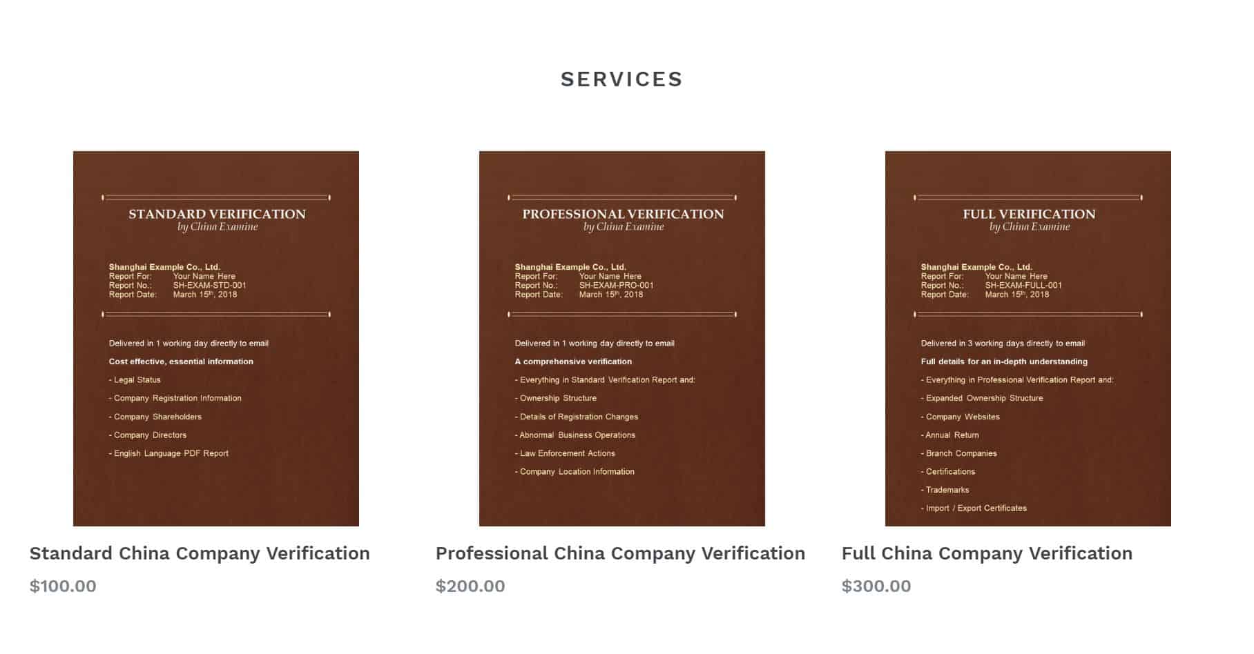 ChinaExamine services