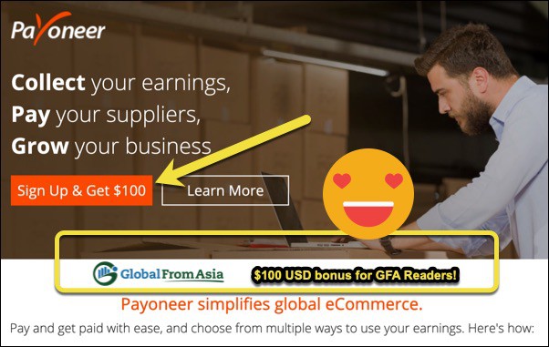 Signup for Payoneer and get your bonus today